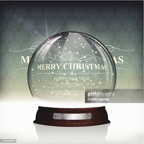 weihnachten schnee globus auf vintage-hintergrund - empty snow globe stock-grafiken, -clipart, -cartoons und -symbole