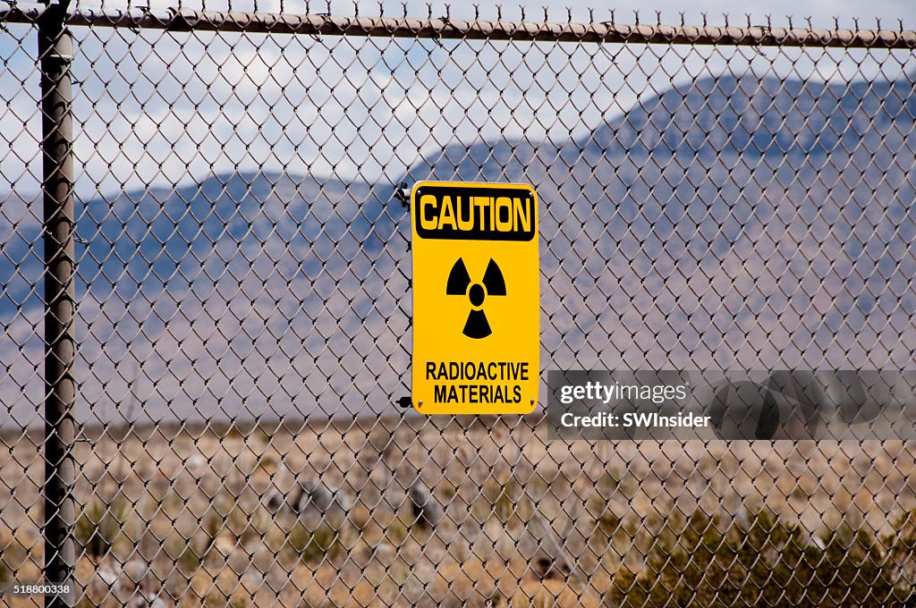 Radioactive Materials Sign at Site of First Atomic Bomb