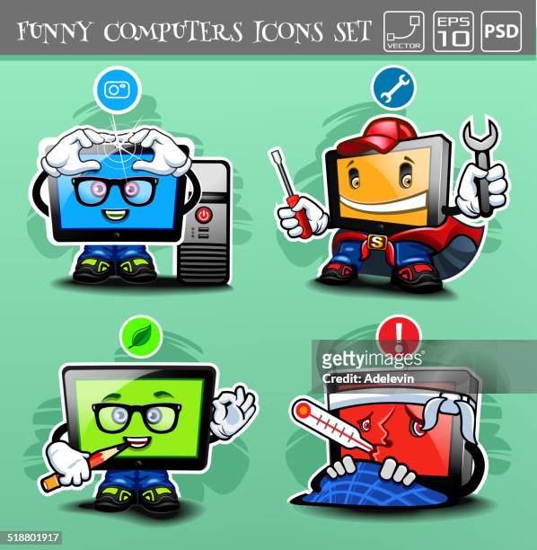 Funny Cartoon Computers High-Res Vector Graphic - Getty Images