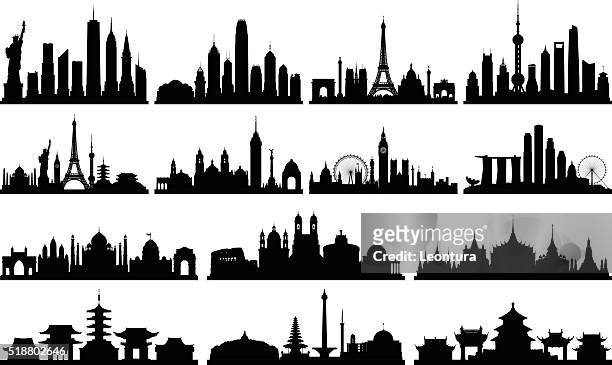 highly detailed skylines (complete, moveable buildings) - singapore stock illustrations