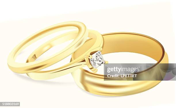stockillustraties, clipart, cartoons en iconen met wedding bands - vector illustration - engagement ring