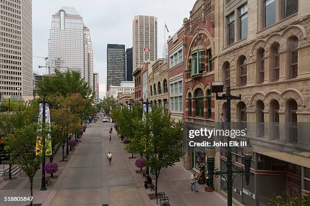 stephan ave pedestrian mall in calgary - downtown calgary stock pictures, royalty-free photos & images