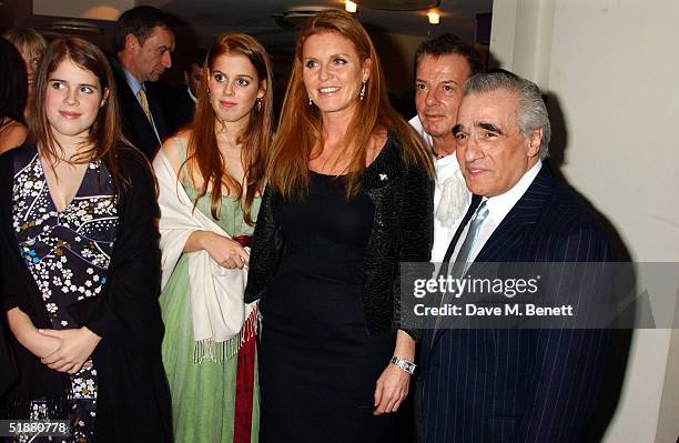 Princess Euginie, Princess Beatrice, Sarah Ferguson, interior designer Nicky Haslam and director Martin Scorsese attend the aftershow party following...