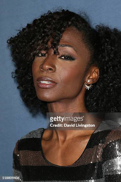 Actress Angelica Ross arrives at the 27th Annual GLAAD Media Awards at The Beverly Hilton Hotel on April 2, 2016 in Beverly Hills, California.