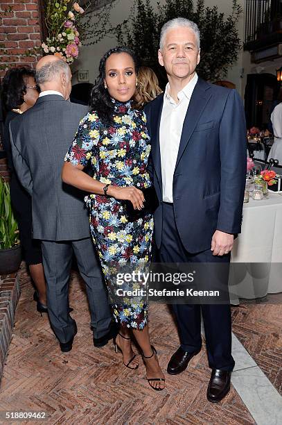 Kerry Washington and Efraim Grinberg attend dinner celebrating Kerry Washington hosted by ELLE, Editor-In-Chief, Robbie Myers and Movado, Chairman &...