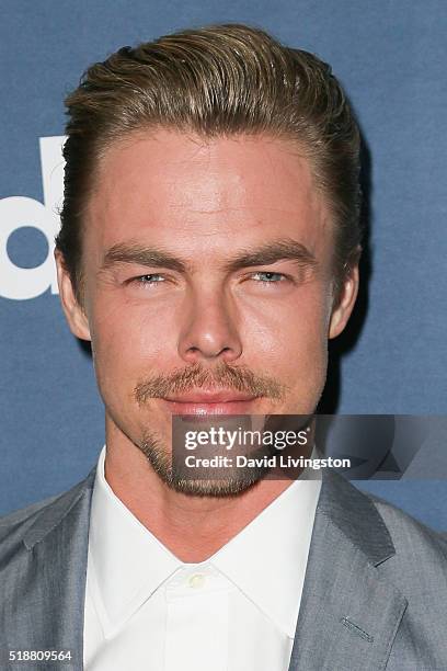 Professional dancer Derek Hough arrives at the 27th Annual GLAAD Media Awards at The Beverly Hilton Hotel on April 2, 2016 in Beverly Hills,...