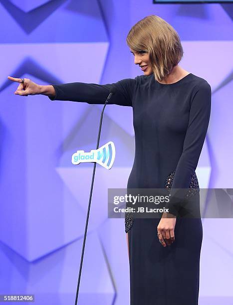 Taylor Swift attends the 27th Annual GLAAD Media Awards held at the Beverly Hilton Hotel on April 02, 2016 in Beverly Hills, California