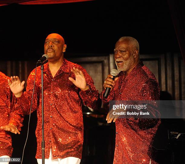 Jimmy Ellis and Stan Wade perform with Stan Wade's The Trammps at RRazz Room on April 2, 2016 in New Hope, Pennsylvania.
