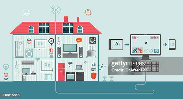 smart home concept - digital home stock illustrations