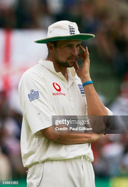 Steve Harmison of England looks on during day four of the first Test Match between South Africa and England at St. Georges Park on December 20, 2004...