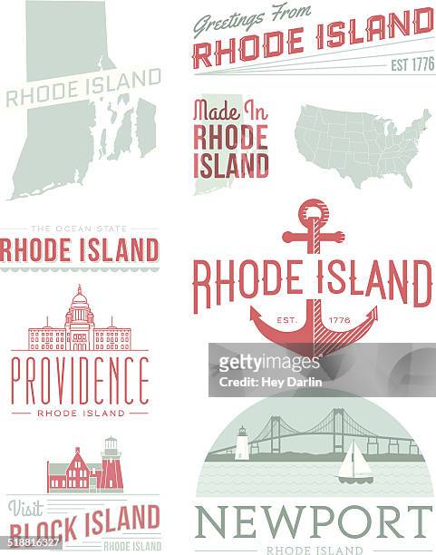 rhode island typografie - newport rhode island stock-grafiken, -clipart, -cartoons und -symbole