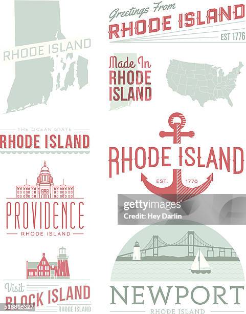 rhode island typography - rhode island sign stock illustrations