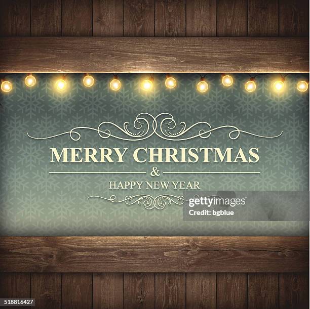 ilustrações de stock, clip art, desenhos animados e ícones de vintage cartão de natal-merry christmas - madeira material