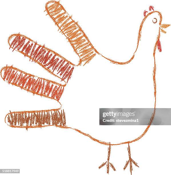 thanksgiving turkey hand - turkey bird stock illustrations