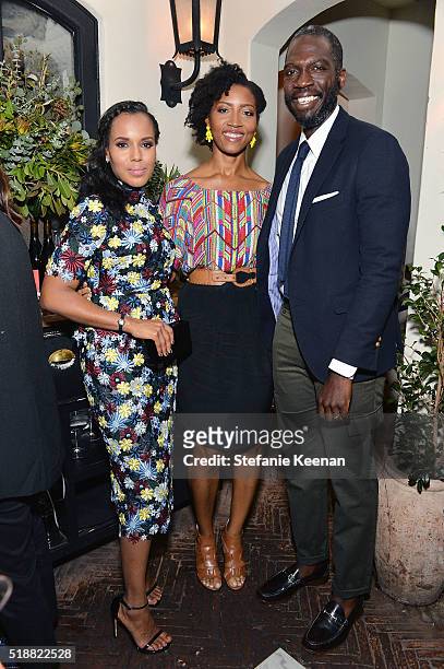 Kerry Washington, Glenita Mosley and Rick Famuyiwa attend dinner celebrating Kerry Washington hosted by ELLE, Editor-In-Chief, Robbie Myers and...