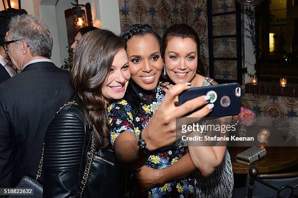 Katie Lowes, Kerry Washington and Bellamy Young attend dinner celebrating Kerry Washington hosted by ELLE, Editor-In-Chief, Robbie Myers and Movado,...