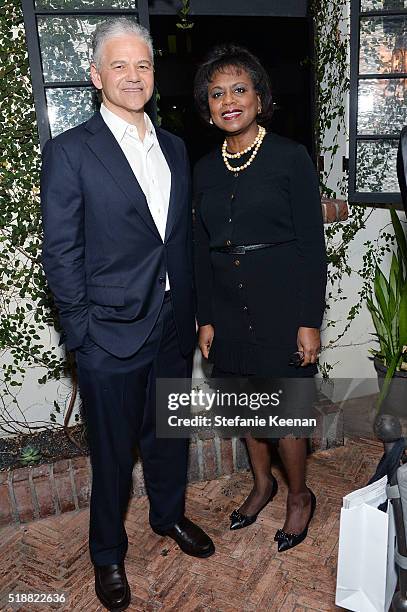 Efraim Grinberg and Anita Hill attend dinner celebrating Kerry Washington hosted by ELLE, Editor-In-Chief, Robbie Myers and Movado, Chairman & CEO,...