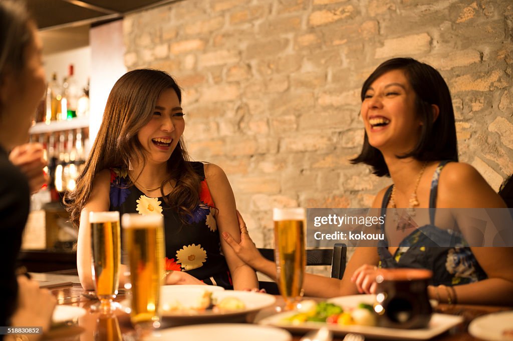 Women who are drunk in the restaurant