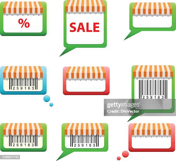 speech bubbles with awning - text box vector stock illustrations