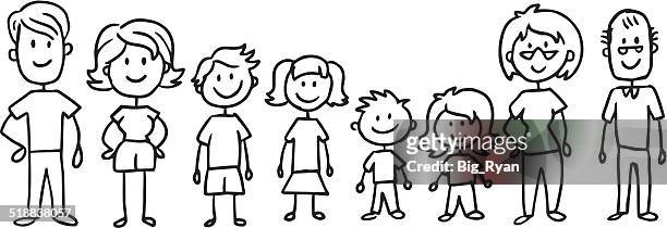 full stick family - family stock illustrations