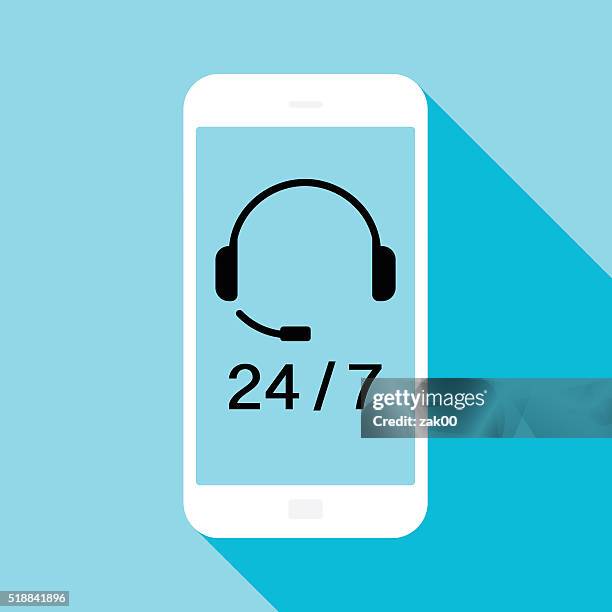 24/7 service icon - call centre digital stock illustrations