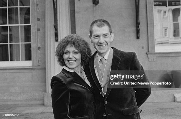 English singer Cleo Laine pictured with English actor Ian McKellen at an investiture ceremony at Buckingham Palace in London on 31st October 1979....