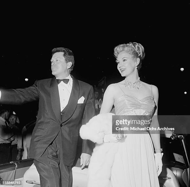 Virginia Mayo and husband Michael O'Shea attend the movie premiere of "King Richard" in Los Angeles,CA.