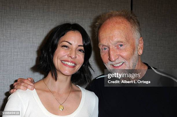 Actress Emmanuelle Vaugier and actor Tobin Bell attends the 2016 Days Of The Dead Convention held at Burbank Airport Marriott on April 2, 2016 in...