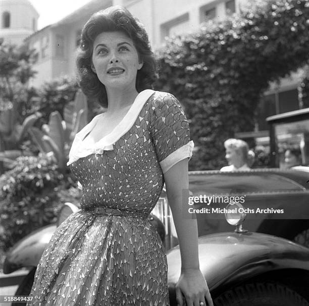 Tina Louise poses with cars in Los Angeles,CA.