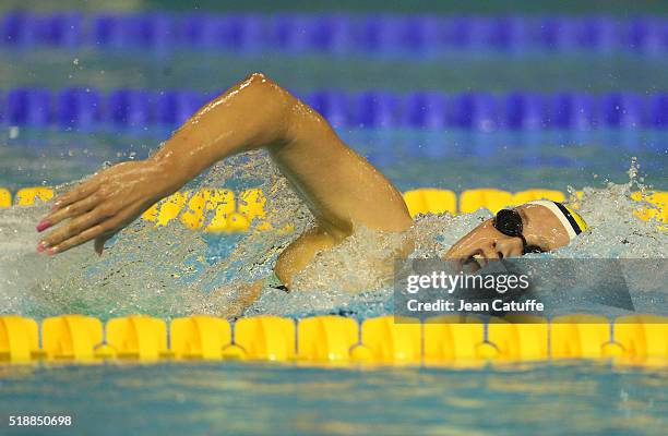 Lara Grangeon of France competes during day 5 of the French National Swimming Championships at Piscine Olympique d'Antigone on April 2, 2016 in...