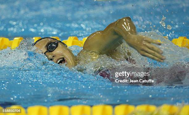 Ophelie-Cyrielle Etienne competes in the women's 800m freestyle final during day 5 of the French National Swimming Championships at Piscine Olympique...