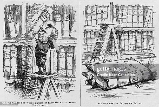 Political illustration from 'Harper's Weekly' made during the impeachment trial of President Andrew Johnson referring to his defiance of the...