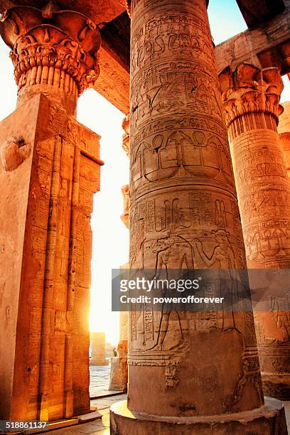 temple of kom ombo - egypt - hieroglyphics stock pictures, royalty-free photos & images
