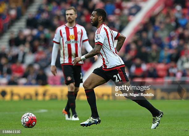 Yann M'Vila of Sunderland during the Barclays Premier League match between Sunderland and West Bromwich Albion at Stadium of Light on April 2, 2016...