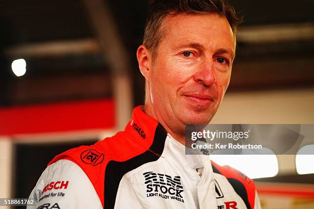 Matt Neal of Halfords Yuasa Honda prepares to drive during race one of the Dunlop MSA British Touring Car Championship at Brands Hatch on April 3,...