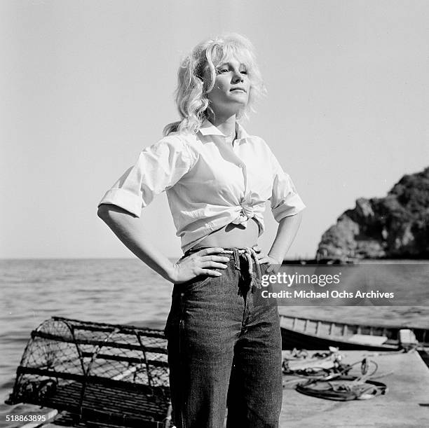 Yvette Mimieux poses for a portrait at the ocean in Los Angeles,CA.