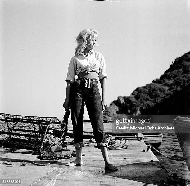 Yvette Mimieux poses for a portrait at the beach in Los Angeles,CA.