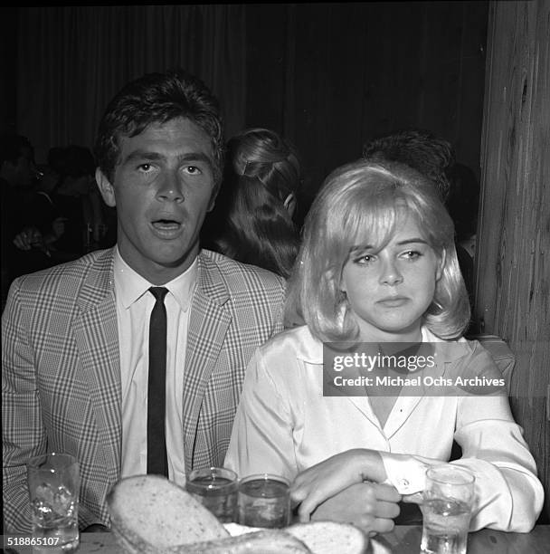 Sue Lyon attends a party with Hampton Fancher in Los Angeles,CA.