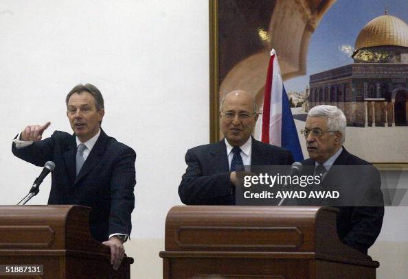 British Prime Minister Tony Blair gestures during a press conference