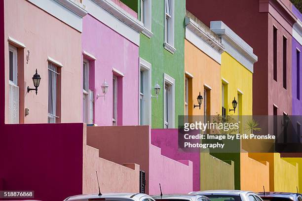 colorful houses in bo-kaap - cape town bo kaap stock pictures, royalty-free photos & images