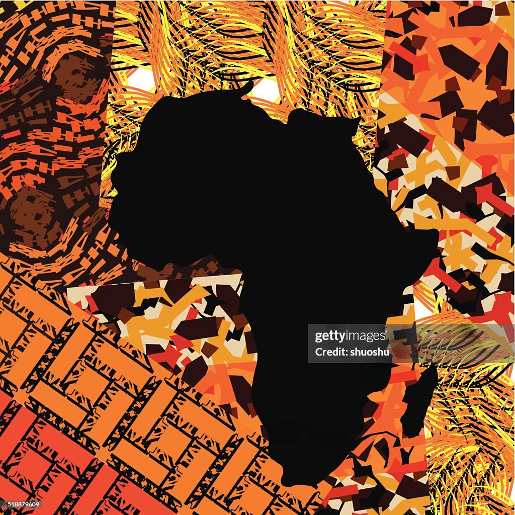 African Abstract Pattern Background Abstract Africa Map With Traditional Pattern Background High-Res Vector ...