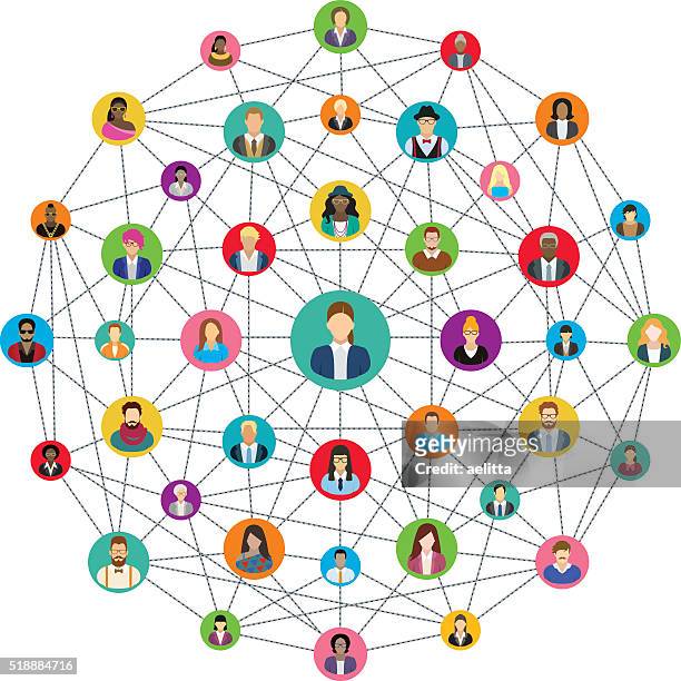 social network sphere - customer relationship icon stock illustrations