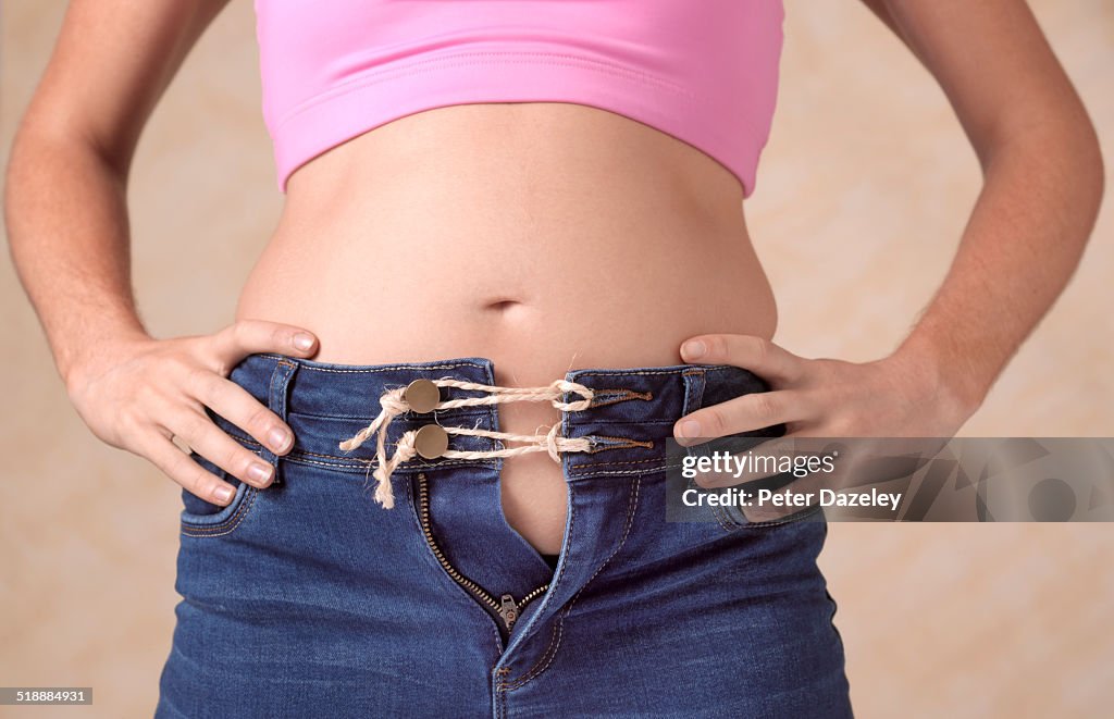 Women showing her belly
