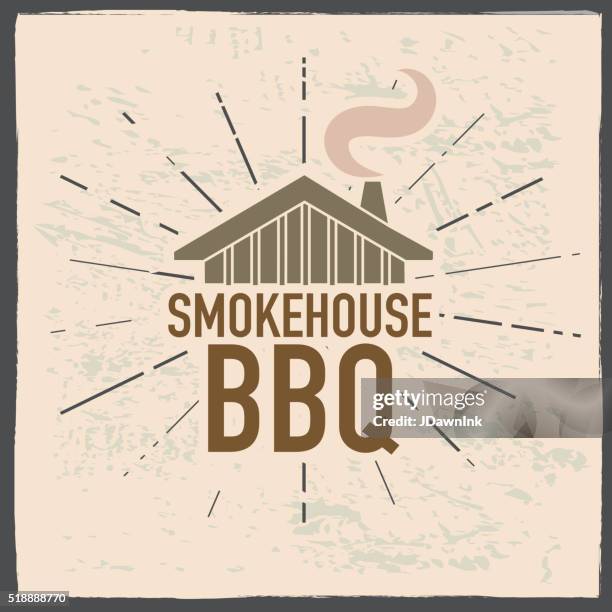 smokehouse themed label design with text - smokehouse stock illustrations