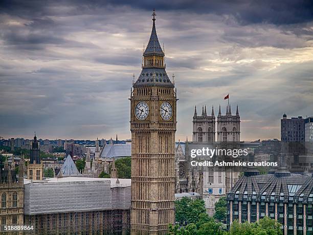 big ben and parliament london - london eye big ben stock pictures, royalty-free photos & images