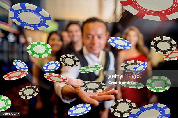 group of people at the casino - casino dealer stockfoto's en -beelden