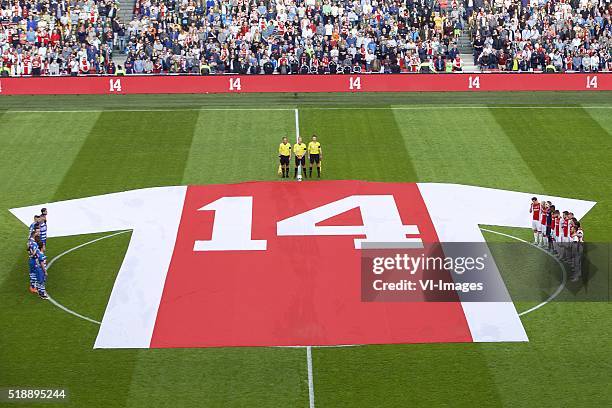 Ajax, Amsterdam Arena, commemoration, Johan Cruijff, one minute silence during the Dutch Eredivisie match between Ajax Amsterdam and PEC Zwolle at...