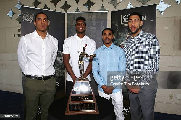 Naismith College Player of the Year Finalists Malcolm Brogdon of the Virginia Cavaliers, Buddy Hield of the Oklahoma Sooners, Tyler Ulis of the...