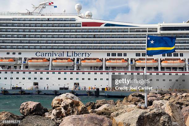 carnival liberty in curacao - carnival cruise stock pictures, royalty-free photos & images