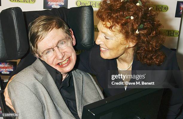 Scientist Stephen Hawking and wife Elaine Mason at the "British Comedy Awards 2004" at London Television Studios on December 22, 2004 in London....